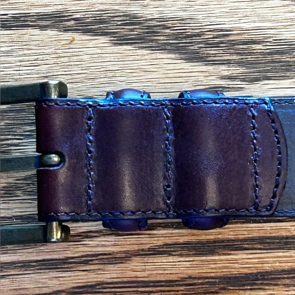Men's Rich Brown Leather Belt with Buckle Size 36